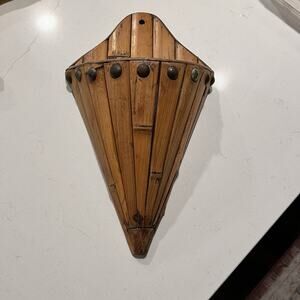 Mid-Century Split Bamboo Wall Pocket Planter Cognac 15” By 9.5" 4" Deep